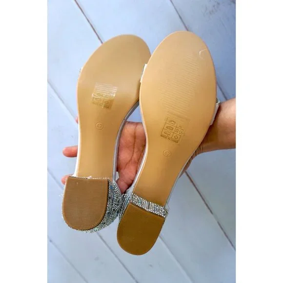 SheSole Open Toe Strappy Low Block Heel Bling Rhinestone Sandal - Size 42/ US 11 - Picture 9 of 12